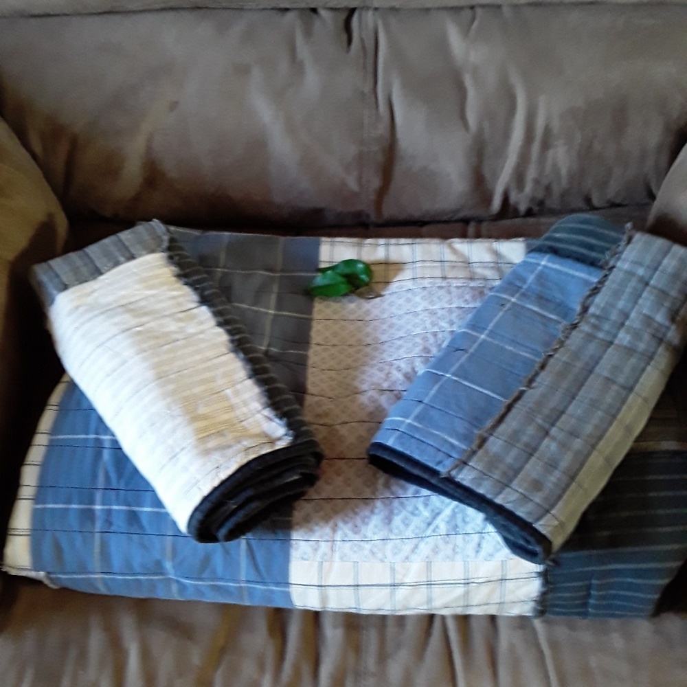 Queen plaid quilt and shams